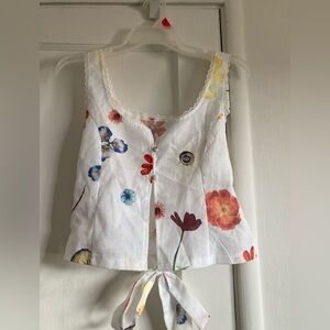 Floral Button-Up Crop Top